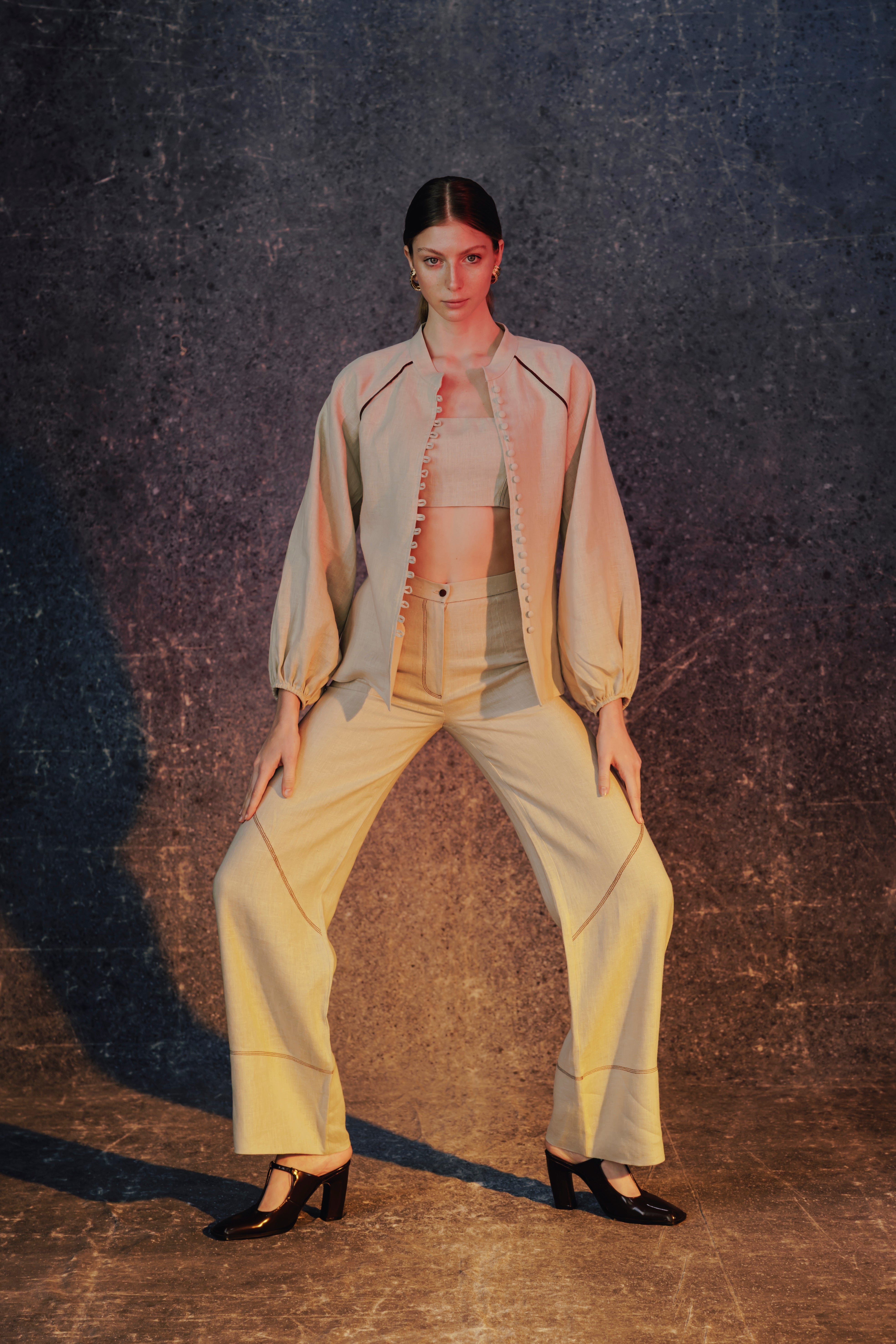 RHEA %100 Linen Wide Leg Pants