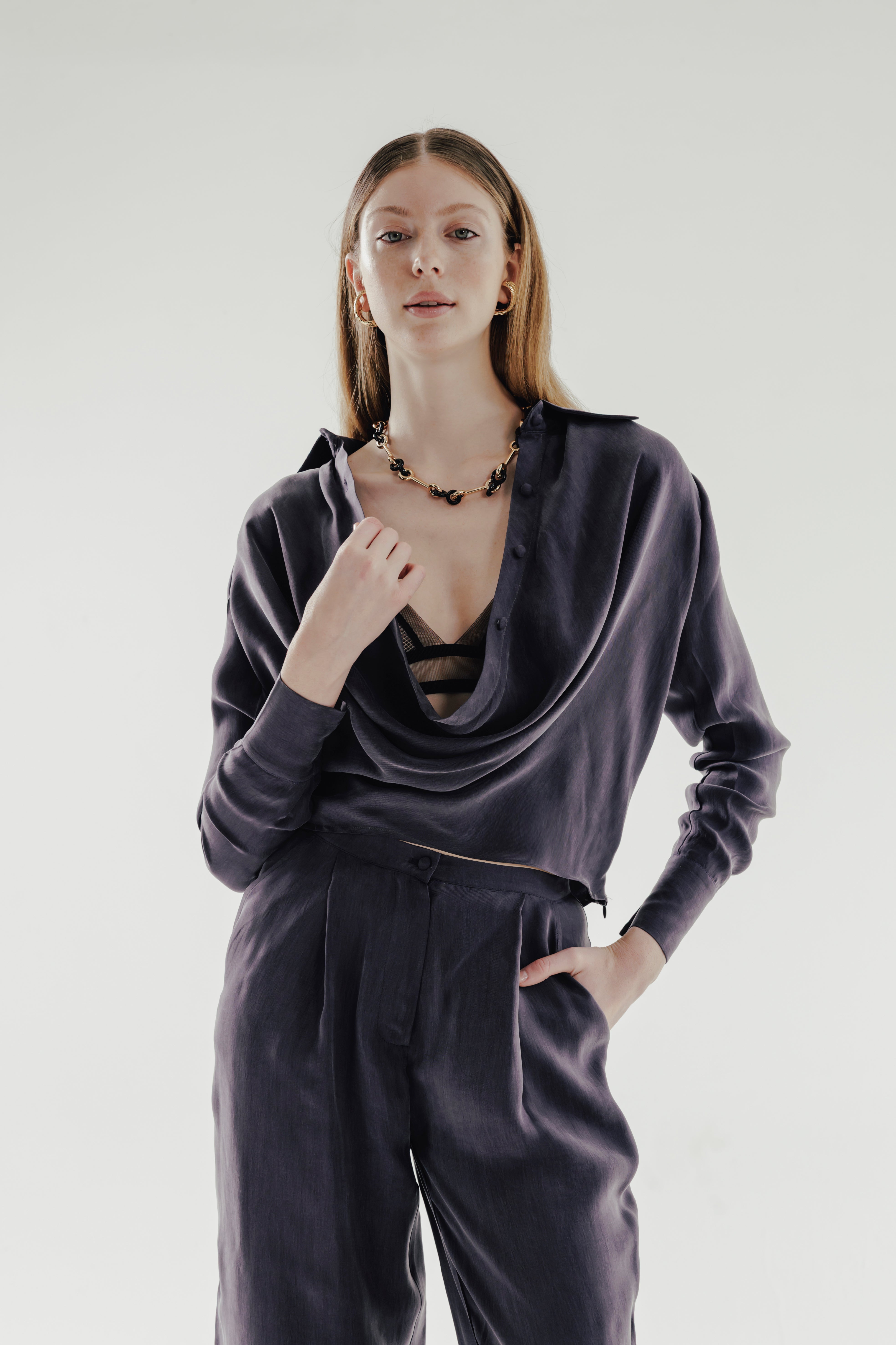 CARMEL %100 Vegan Silk Wide Leg Pants