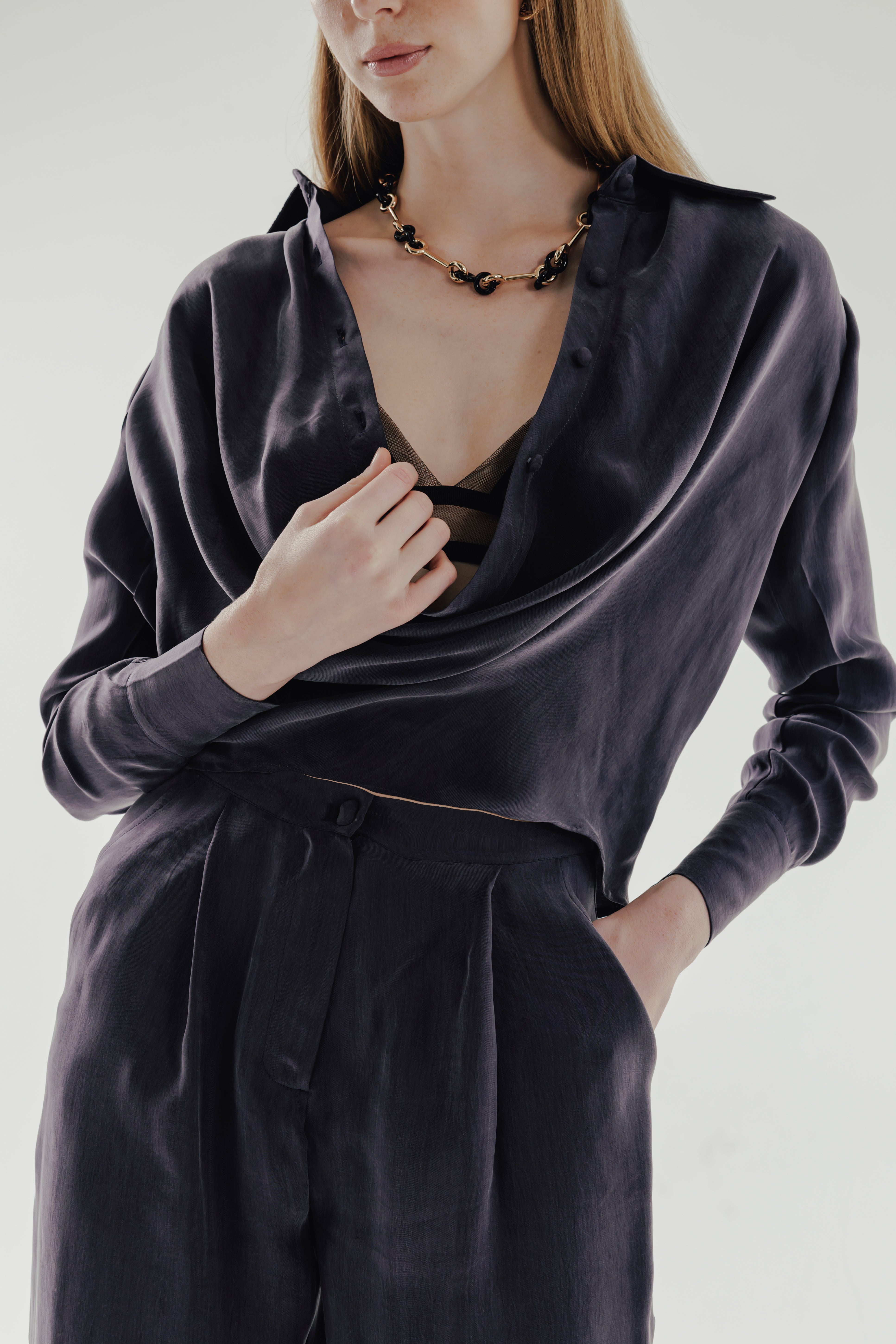 CARMEL %100 Vegan Silk Wide Leg Pants