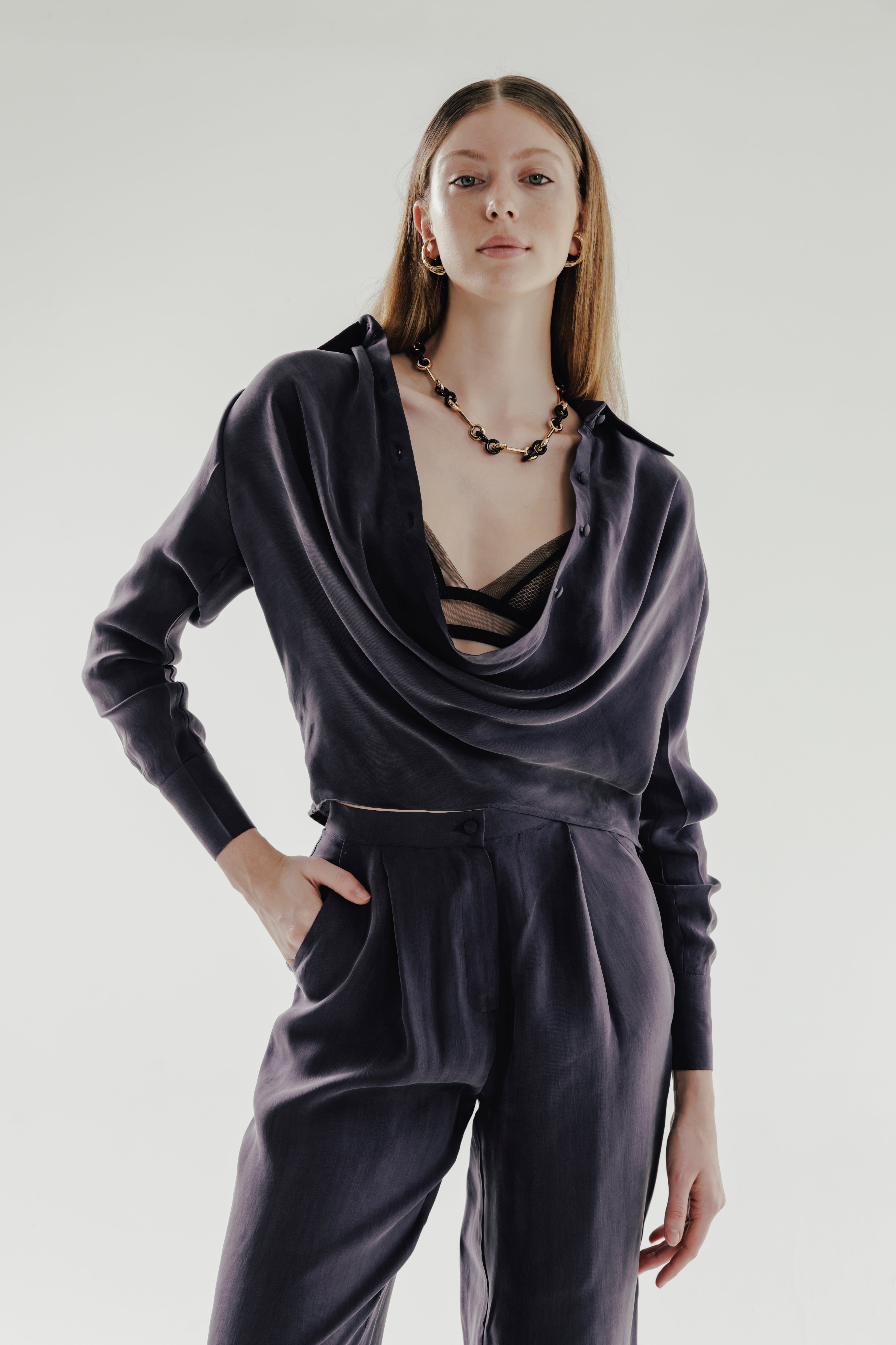 CARMEL %100 Vegan Silk Wide Leg Pants
