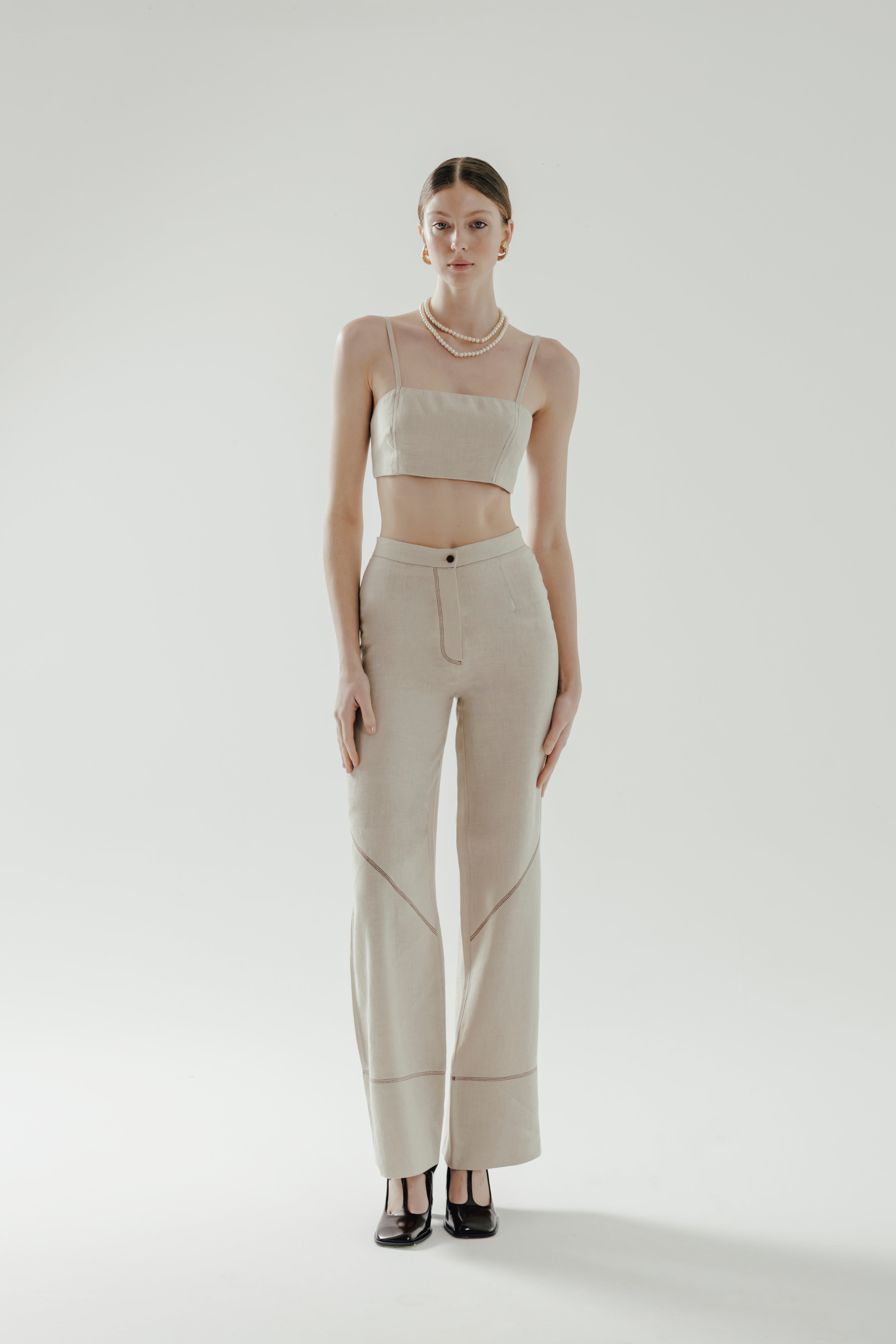 RHEA %100 Linen Wide Leg Pants