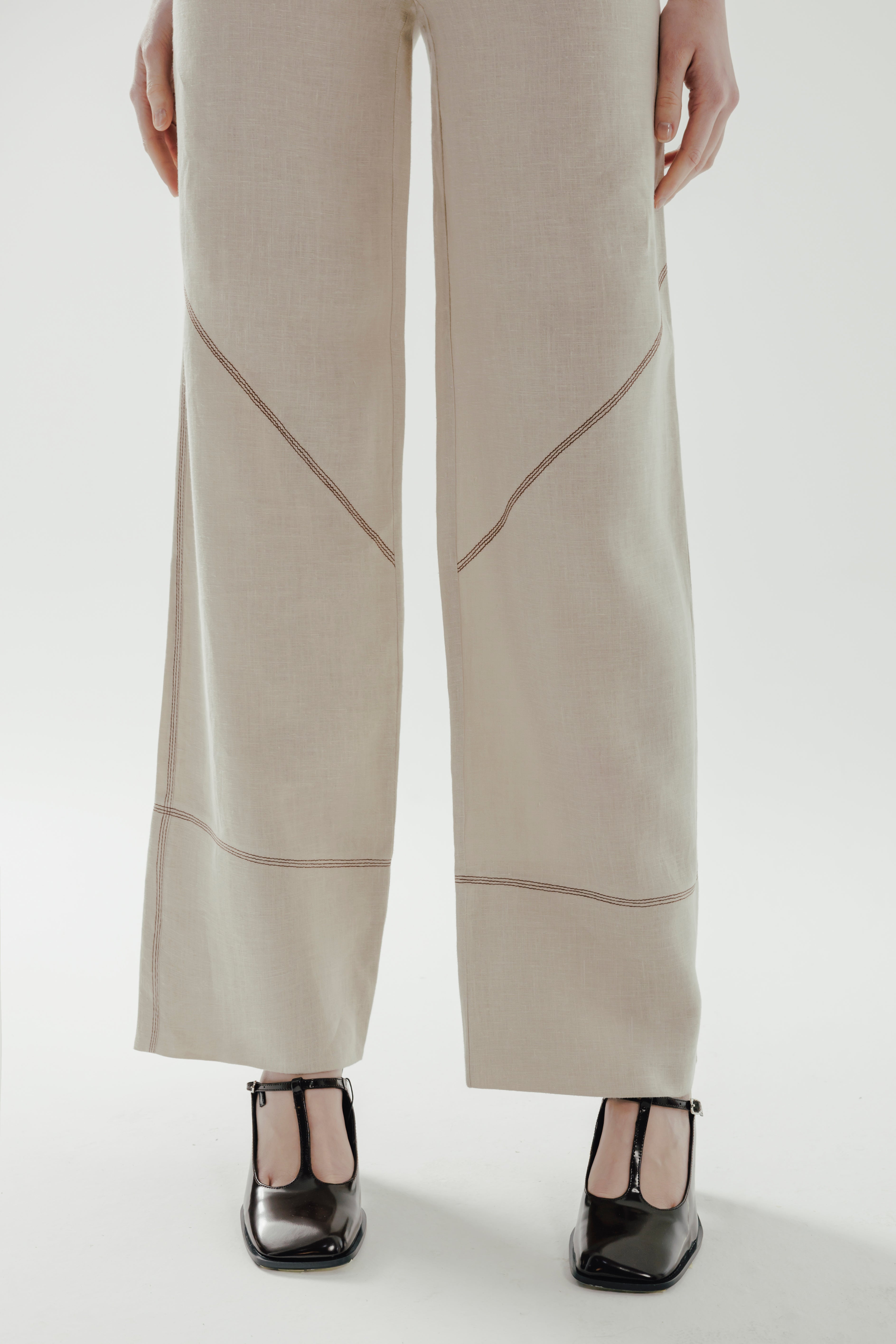 RHEA %100 Linen Wide Leg Pants