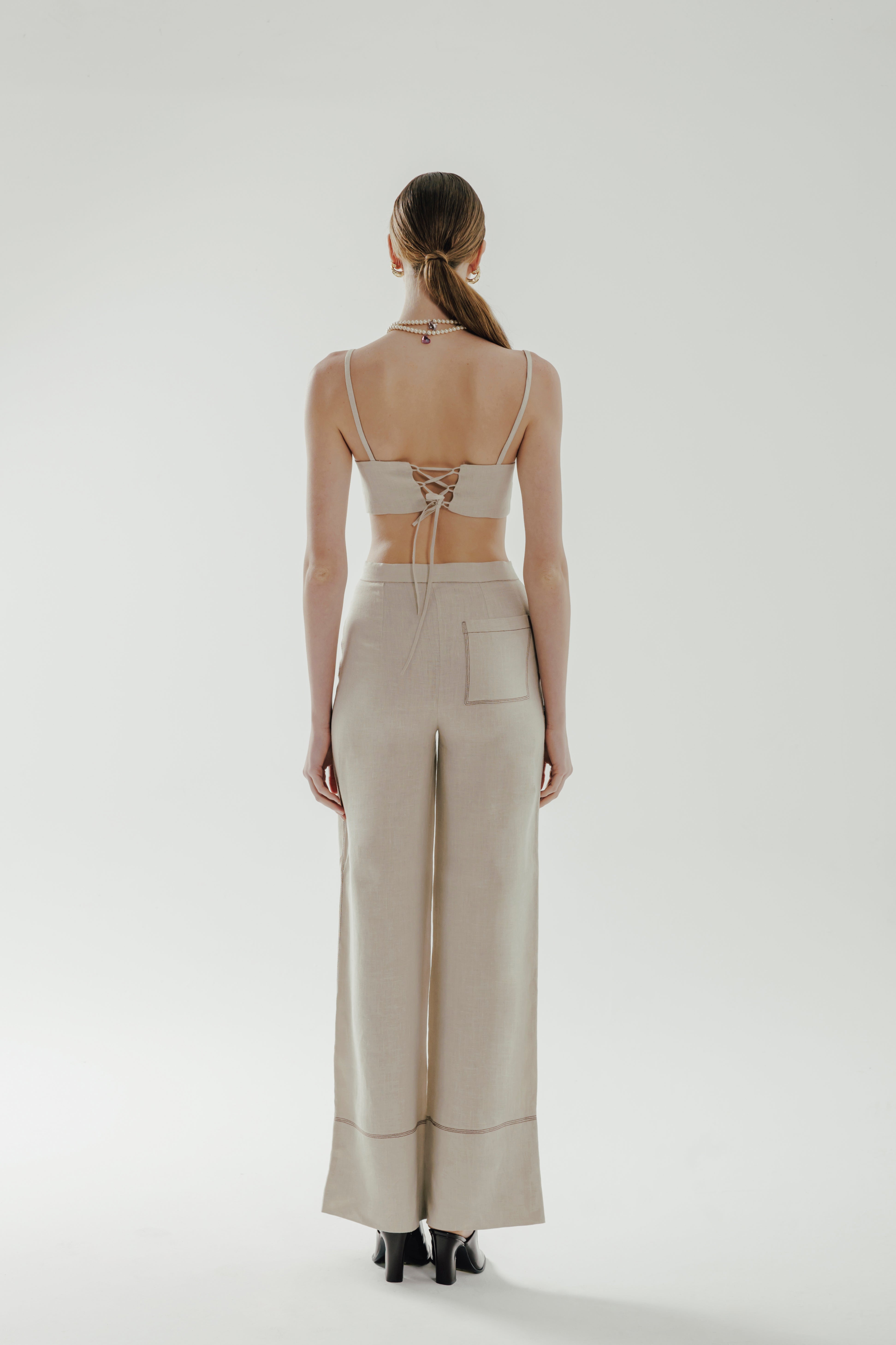 RHEA %100 Linen Wide Leg Pants
