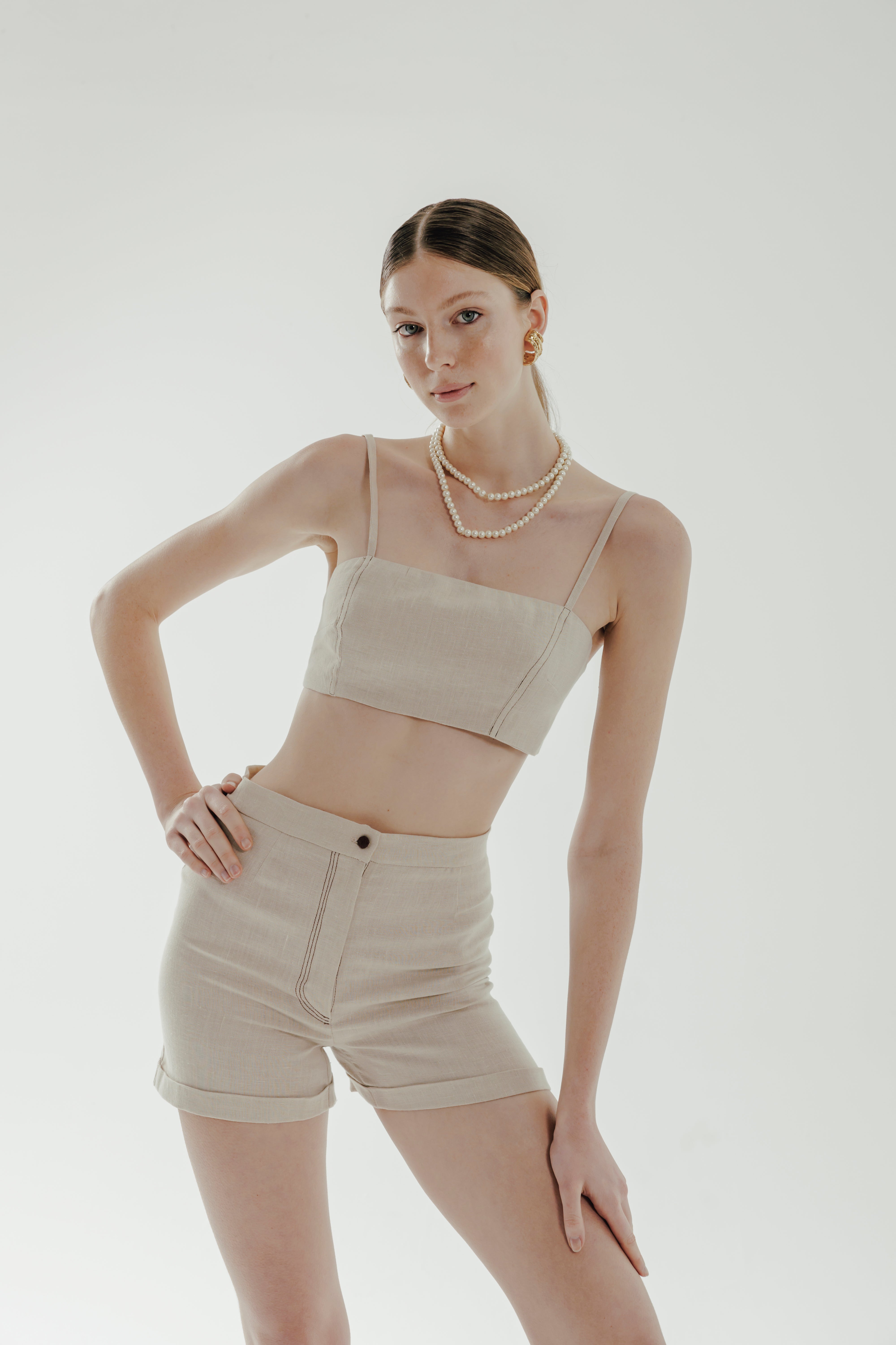 RHEA %100 Linen Short